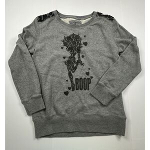 Universal Studios Betty Boop Sweater Women Medium Gray‎ Graphic Black Lace Back